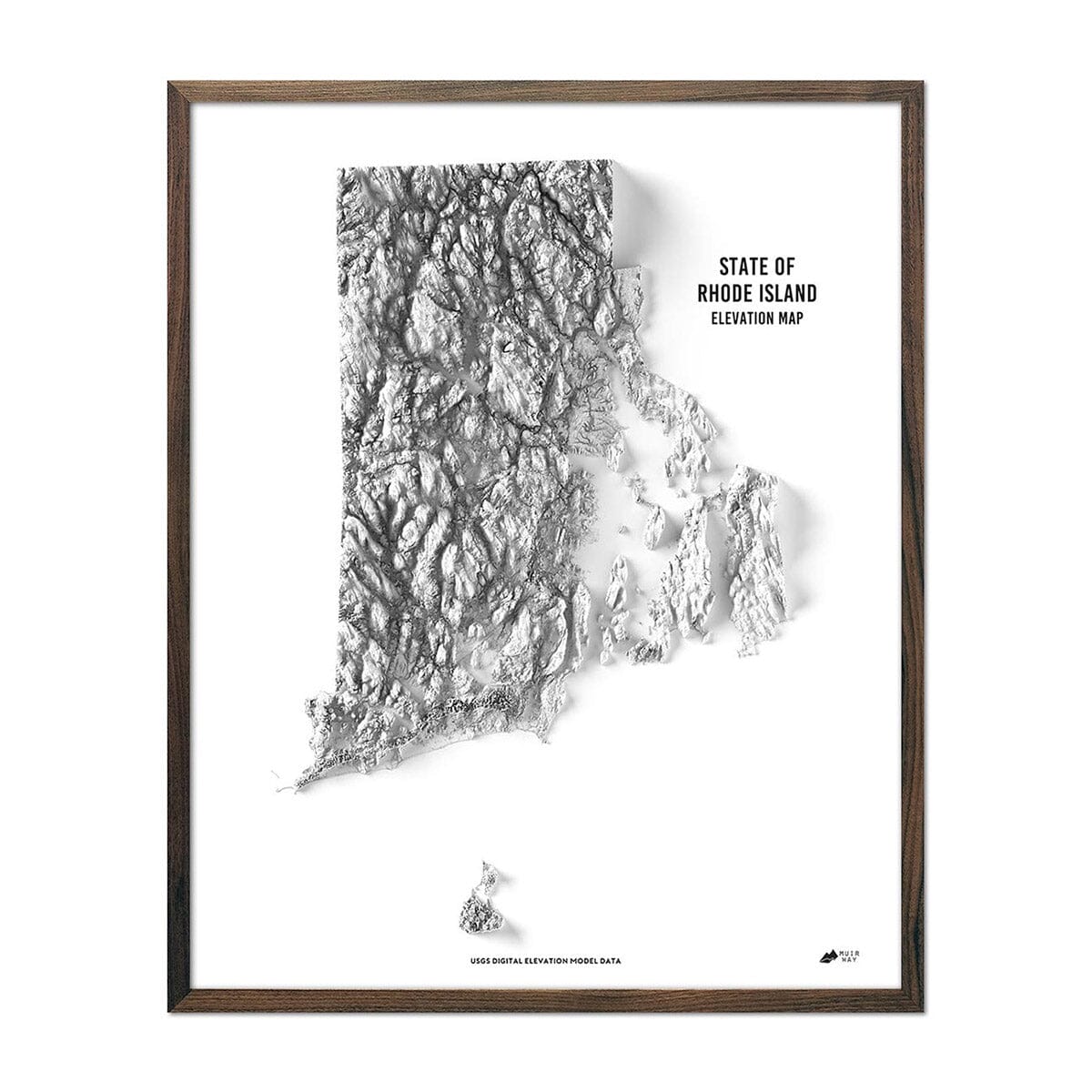 Rhode Island Elevation Map