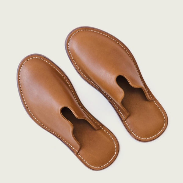 Mr. Grumpy Leather Slippers by WP Standard WP Standard Men's Small 7-8 Tan 