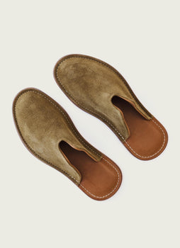 Mr. Grumpy Leather Slippers by WP Standard WP Standard Men's Small 7-8 Olive 